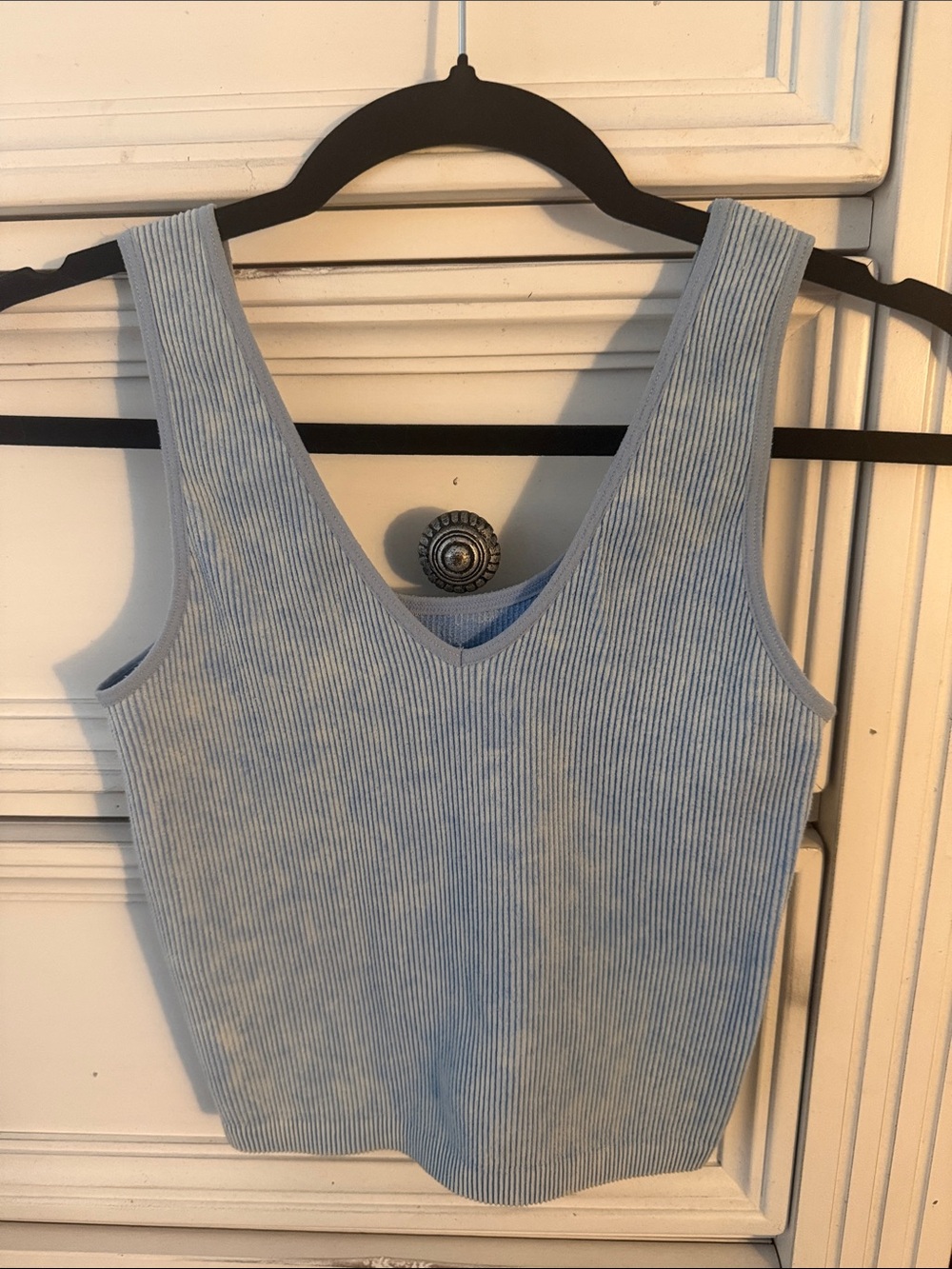 Yelete Light Blue Ribbed V‑Neck Women's Tank Top